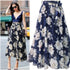 Summer and autumn large size floral black blue chiffon skirt in the long paragraph large swing skirt